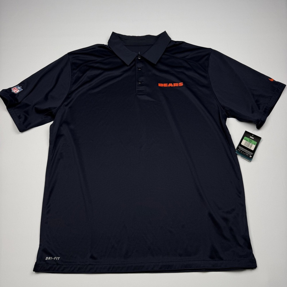 Chicago Bears Polo Shirt Mens XL Blue NFL Football Nike Dri-FIT On Field